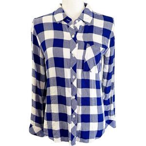 Rails Womens Button Down Shirt Size XS Long Sleeve Plaid Blue Casual Flannel